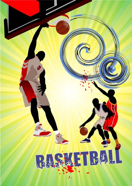 Ilustrace Basketbalisty Abstraktním Grunge Pozadí — Stockový vektor