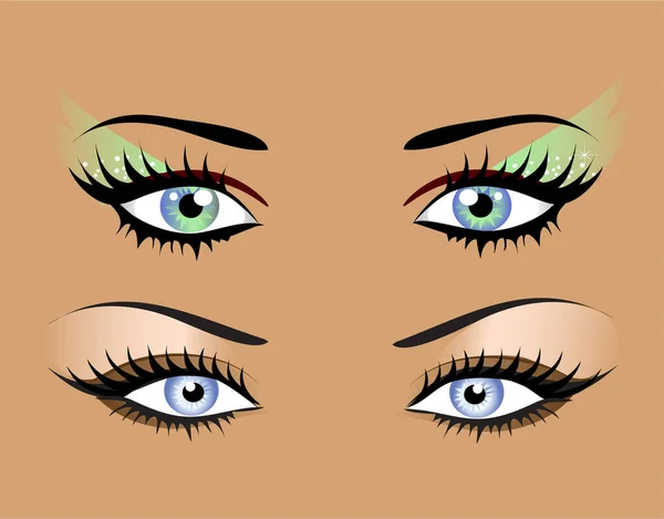 Beautiful Eyes Eyebrows Set Vector — Stock Vector