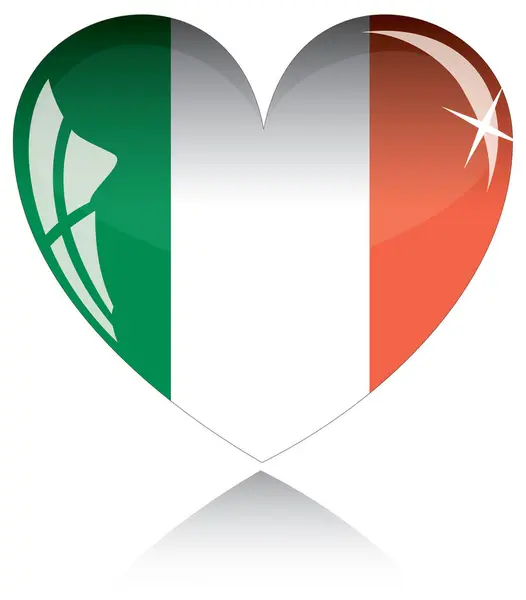 Ireland Flag Heart Shape White Background — Stock Vector