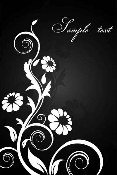 Black White Floral Design — Stock Vector