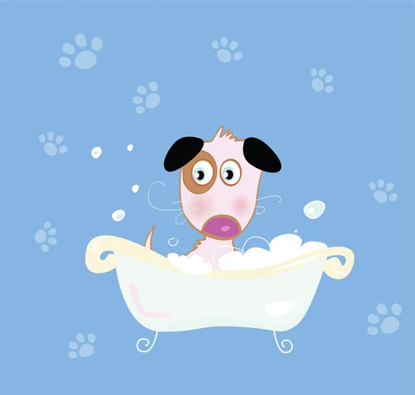 お風呂でかわいい漫画の犬 — ストックベクタ