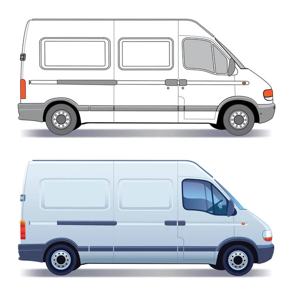 Camionnettes Isolées Sur Fond Blanc Illustration Vectorielle — Image vectorielle