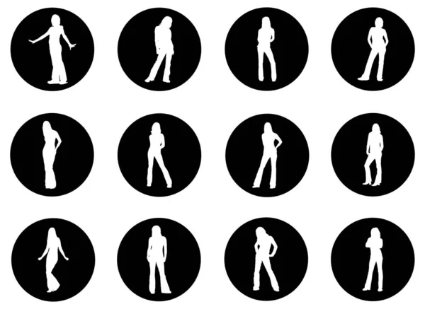 Reihe Von Silhouetten Von Menschen Ikonen Auf Weißem Hintergrund — Stockvektor