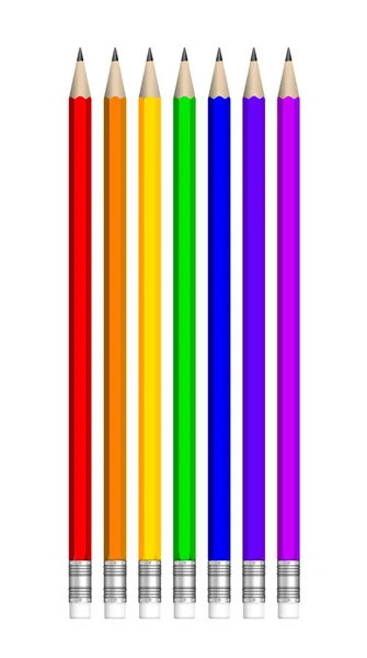 Multicolored Vector Pencils White Background — Stock Vector