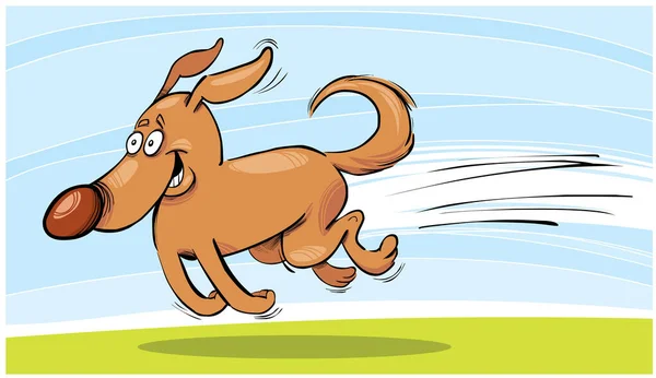 Διανυσματική Απεικόνιση Ενός Σκύλου Κινουμένων Σχεδίων Που Τρέχει Αέρα — Διανυσματικό Αρχείο