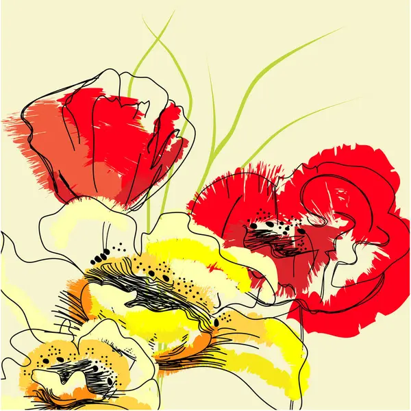 白い背景に水彩の花 ベクターのイラスト — ストックベクタ