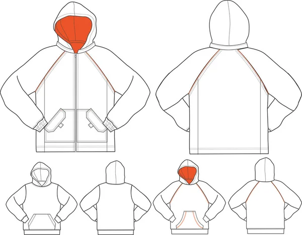 Conjunto Camisola Masculina Desenho Técnico — Vetor de Stock