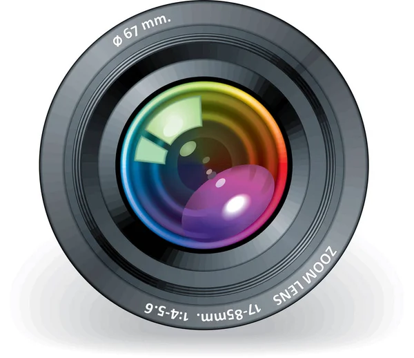 Lente Câmera Com Lente Colorida — Vetor de Stock
