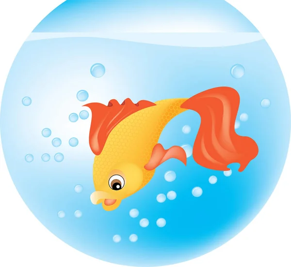 卡通人物插图中可爱的金鱼 — 图库矢量图片