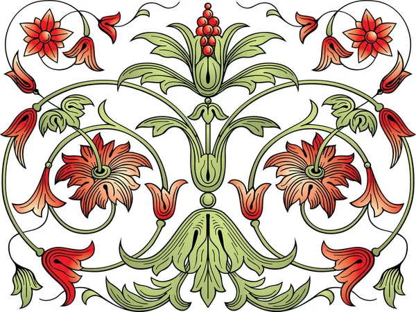 Motif Floral Sans Couture Avec Fleur Rouge Blanche — Image vectorielle