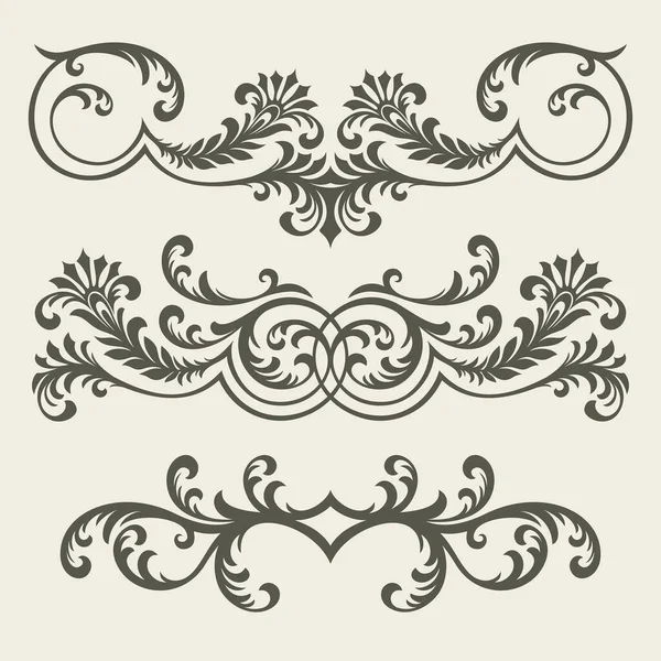 Reihe Eleganter Kalligrafischer Gestaltungselemente Vintage Rahmen Und Ecken Vektorillustration — Stockvektor