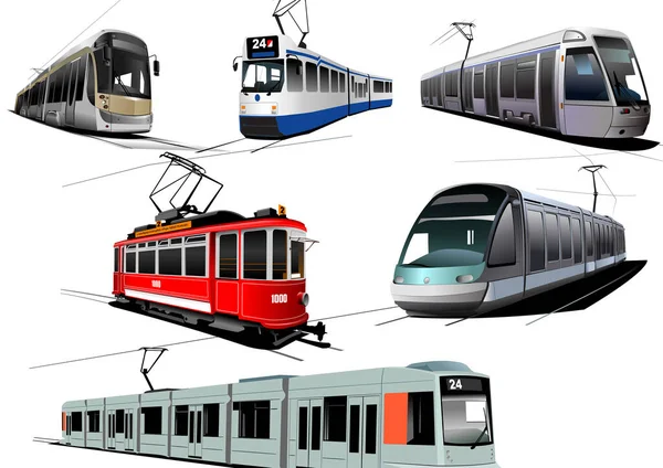Zestaw Różnych Środków Transportu Miejskiego — Wektor stockowy