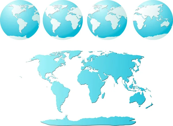青い色の世界地図 — ストックベクタ