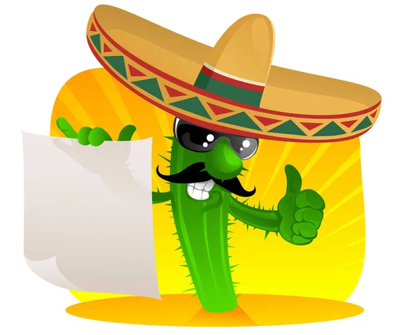 Cactus Mexicain Avec Moustache Dessin Animé Illustration Vecteur Image Sur — Image vectorielle
