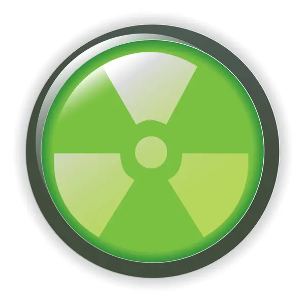 Radioaktives Symbol Grüner Knopf — Stockvektor