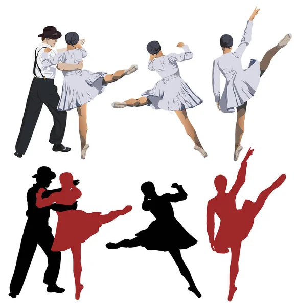 Tanzende Paare Vektor Illustration — Stockvektor