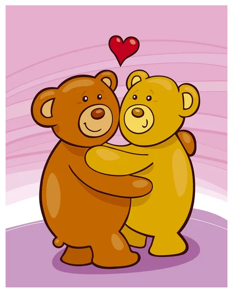Illustration Couple Teddy Bears Hugging — Stock Vector