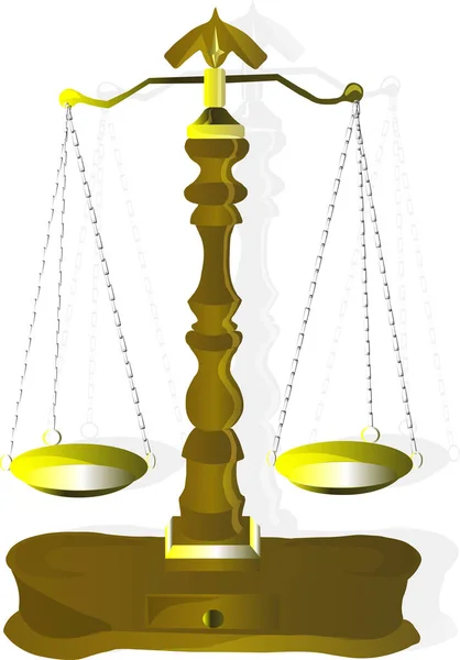 Золотые Весы Правосудия Символ Закона — стоковый вектор