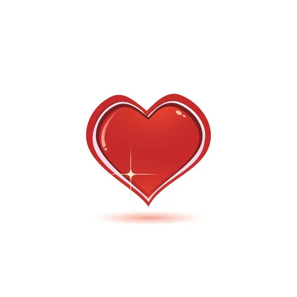 Corazón Rojo Con Pequeño Arco Rojo Sobre Fondo Blanco Ilustración — Vector de stock