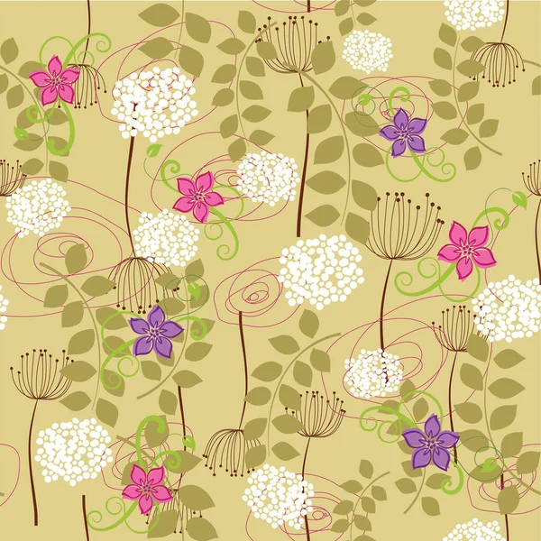 Vektor Florales Nahtloses Muster Mit Blumen Und Schmetterlingen — Stockvektor