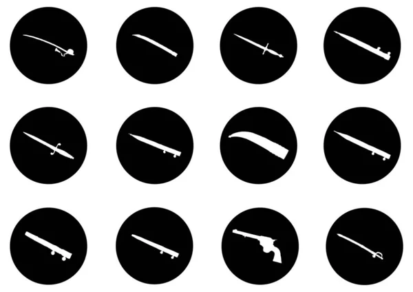 Conjunto Iconos Web Ilustración Vectorial Armas — Archivo Imágenes Vectoriales