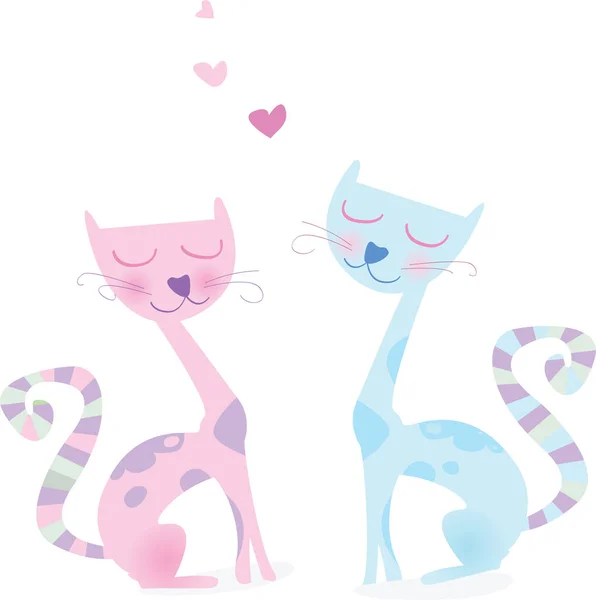 Söta Katter Kärlek — Stock vektor