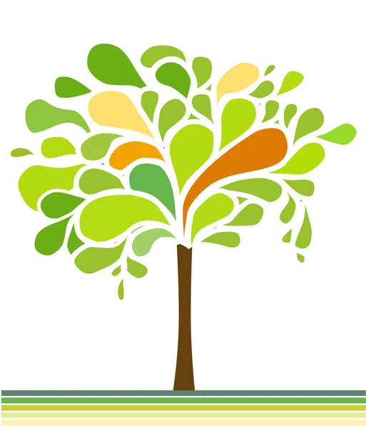 Δέντρο Φύλλα Λευκό Φόντο — Διανυσματικό Αρχείο