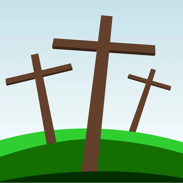Kreuz Auf Dem Gras Vektorillustration — Stockvektor