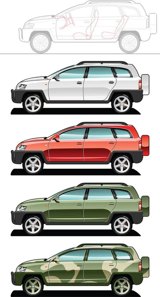 Suv Auto Pictogrammen Set Vector Illustratie Eenvoudig Ontwerp — Stockvector