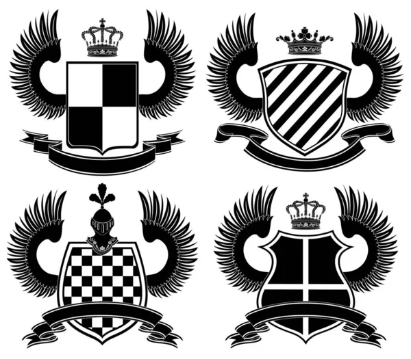 Set Emblemi Araldici Emblema Araldico Vintage — Vettoriale Stock
