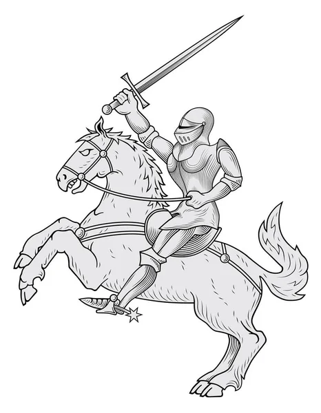 Ritter Mit Helm Und Schwarzem Schwert Auf Weißem Hintergrund — Stockvektor