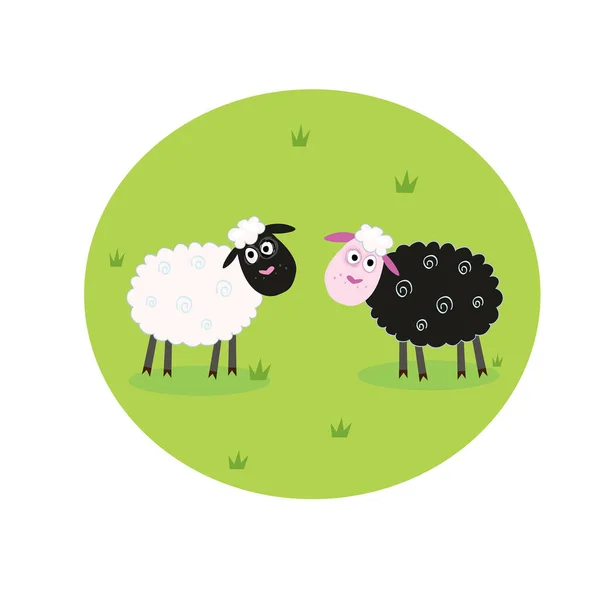 Χαριτωμένα Πρόβατα Κινούμενα Σχέδια Επίπεδο Εικονίδιο Διανύσματος — Διανυσματικό Αρχείο