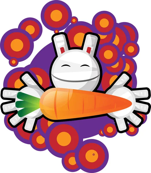 Bunny Carrot Cartoon Character Illustration — Stock Vector