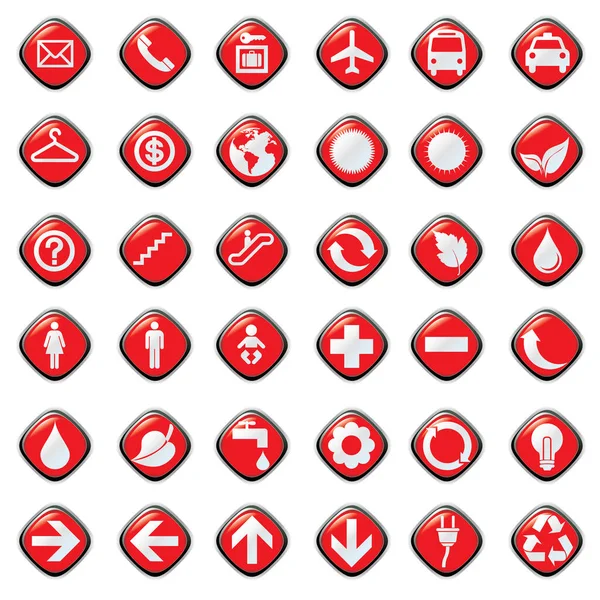 Ilustración Vectorial Iconos Rojos Sobre Fondo Blanco — Vector de stock