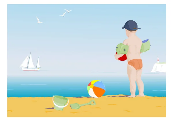 Sommerurlaub Reise Und Urlaub Strand Menschen Und Reisekonzept Vektorillustration Eines — Stockvektor