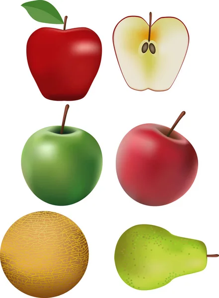 Set Different Apples — Stock Vector