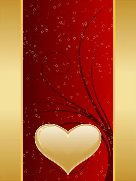 Красная Карточка Золотыми Сердцами Золотым Узором Вектор — стоковый вектор