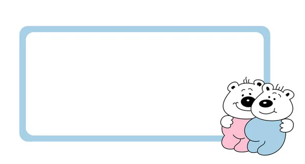 Urso Desenho Animado Bonito Com Cartão Branco Para Crianças Ilustração —  Vetores de Stock