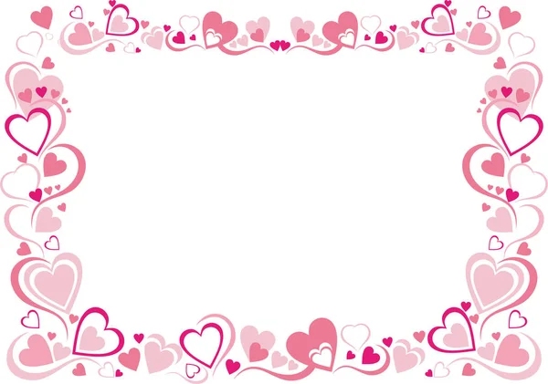 Πλαίσιο Των Όμορφων Ροζ Καρδιές Για Την Ημέρα Του Αγίου — Διανυσματικό Αρχείο