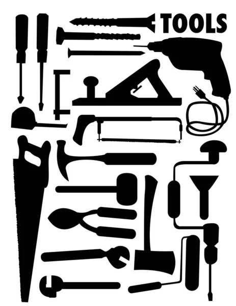 Set Construction Tools Icons Vector Illustration Simple Design — Stock Vector