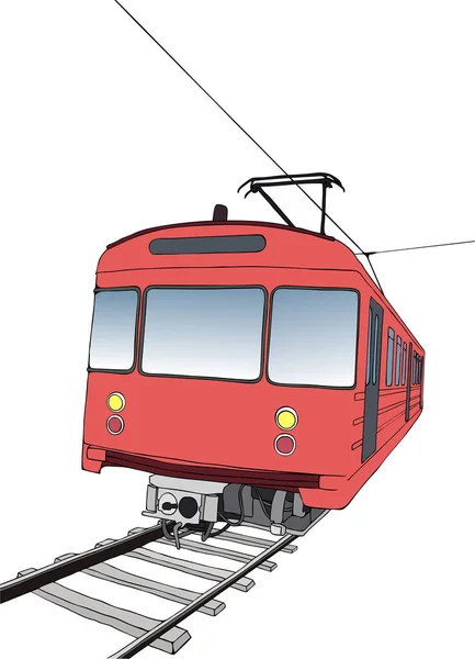 Красный Трамвай Векторная Иллюстрация Простая Конструкция — стоковый вектор