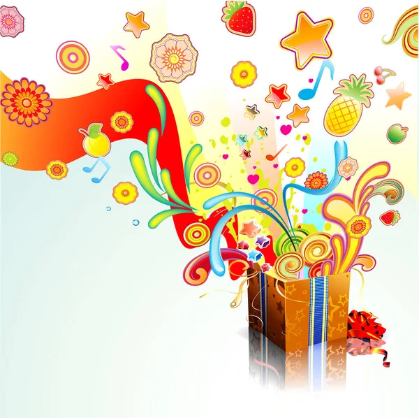 Cartão Aniversário Com Caixas Presente Coloridas Balões Ilustração Vetorial — Vetor de Stock