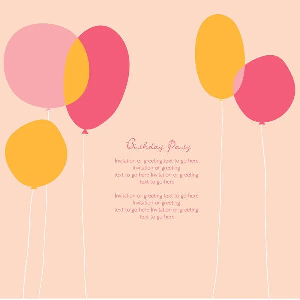 Carte Invitation Fête Anniversaire Avec Ballons Colorés Confettis Illustration Vectorielle — Image vectorielle