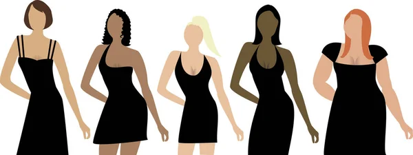 Ensemble Différentes Silhouettes Femmes Illustration Vectorielle — Image vectorielle
