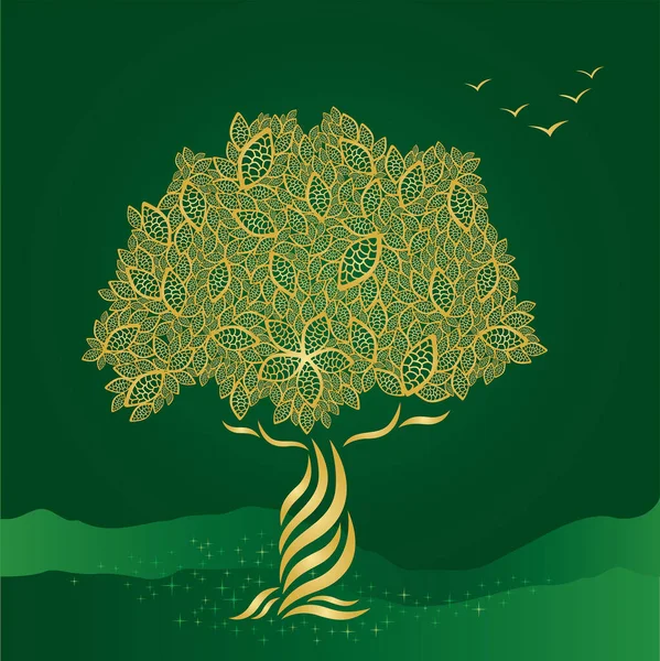 Árvore Com Folhas Ilustração Vetorial — Vetor de Stock