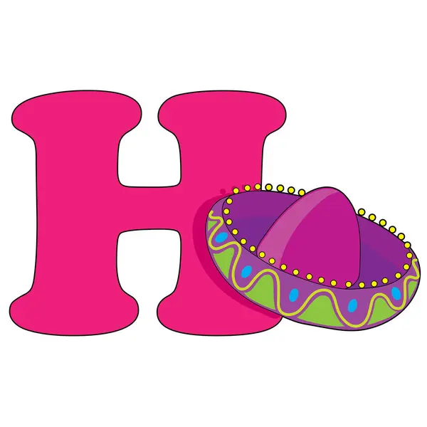 Sombrero Mexicain Avec Lettre — Image vectorielle
