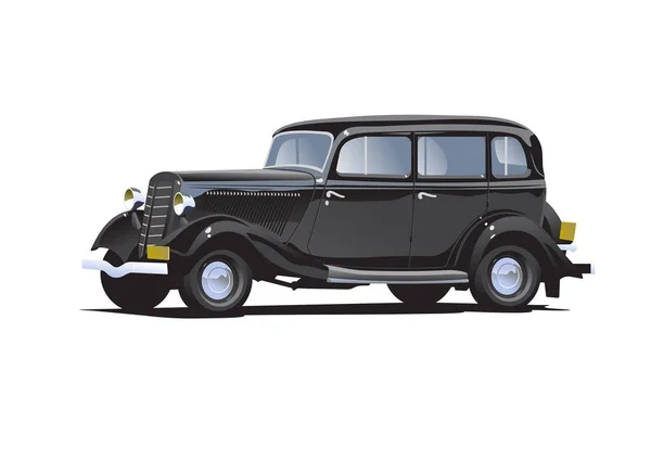 Klassisches Schwarzes Auto Isoliert — Stockvektor