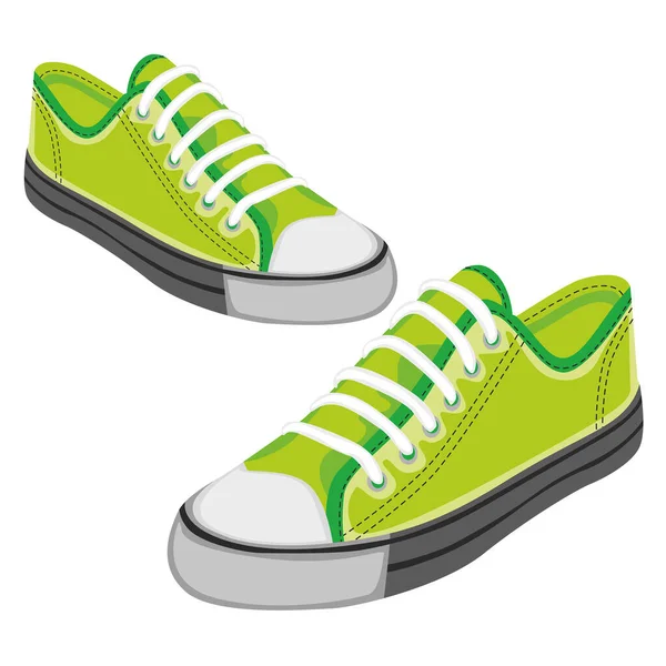 Ζευγάρι Πράσινα Sneakers Διανυσματική Απεικόνιση Απλός Σχεδιασμός — Διανυσματικό Αρχείο