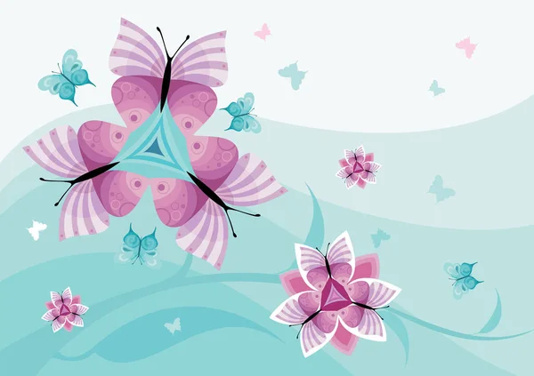 Fondo Vectorial Con Mariposas Flores — Archivo Imágenes Vectoriales