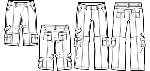 Serie Vettoriale Schizzo Pantaloni Moda Casual — Vettoriale Stock